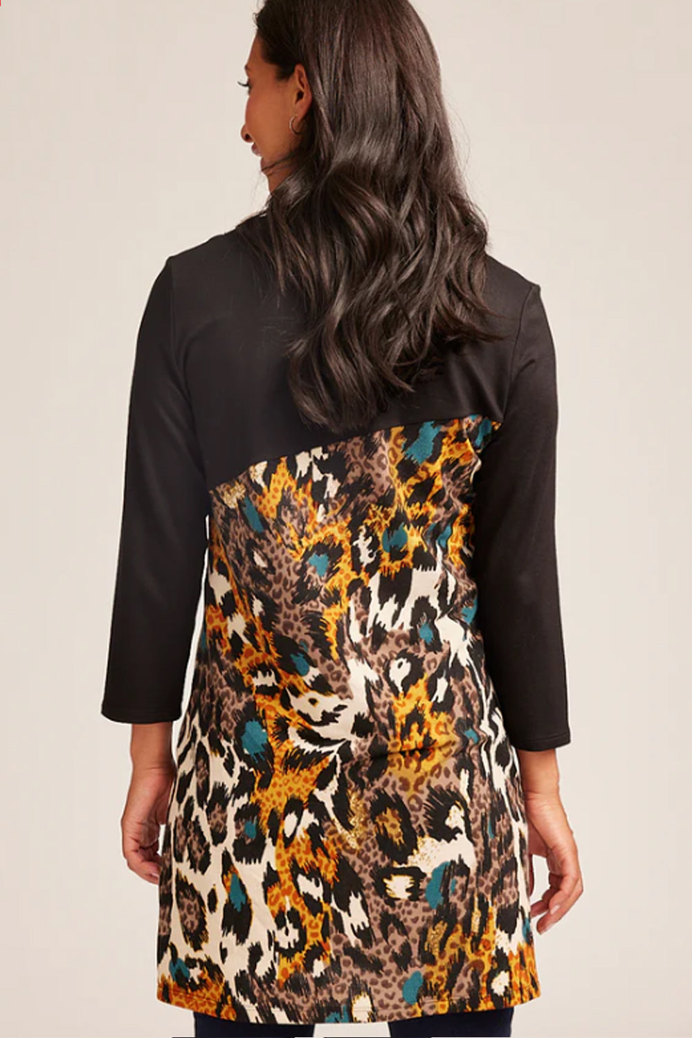 Animal Print Soft Touch Colour Block Tunic