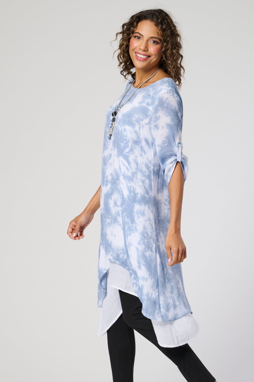 7077-E Double layer Tye-Dye print Dress (Wholesale Pack Of 7) Pre-Order