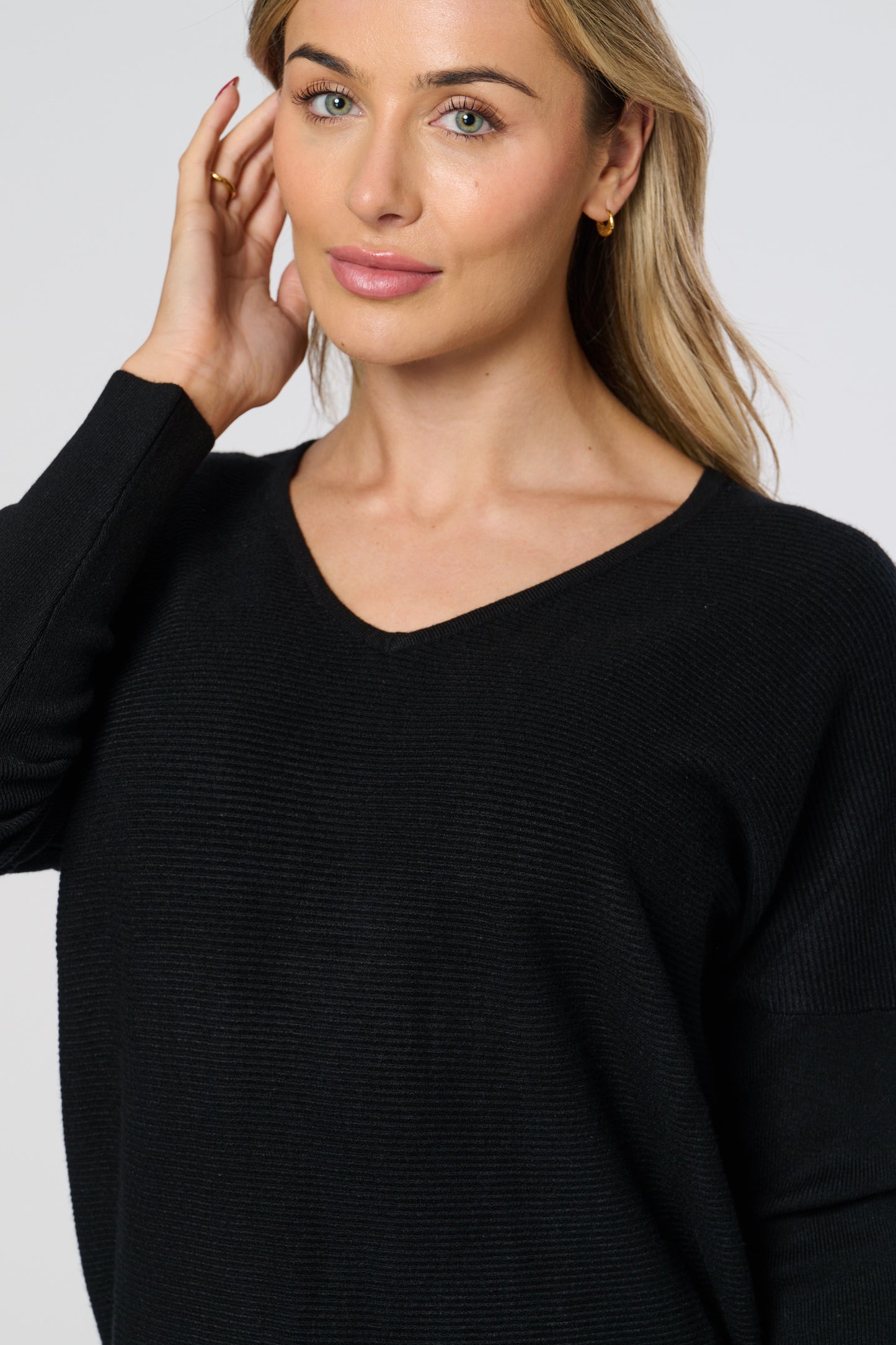 Plain V-Neck Knitted Top