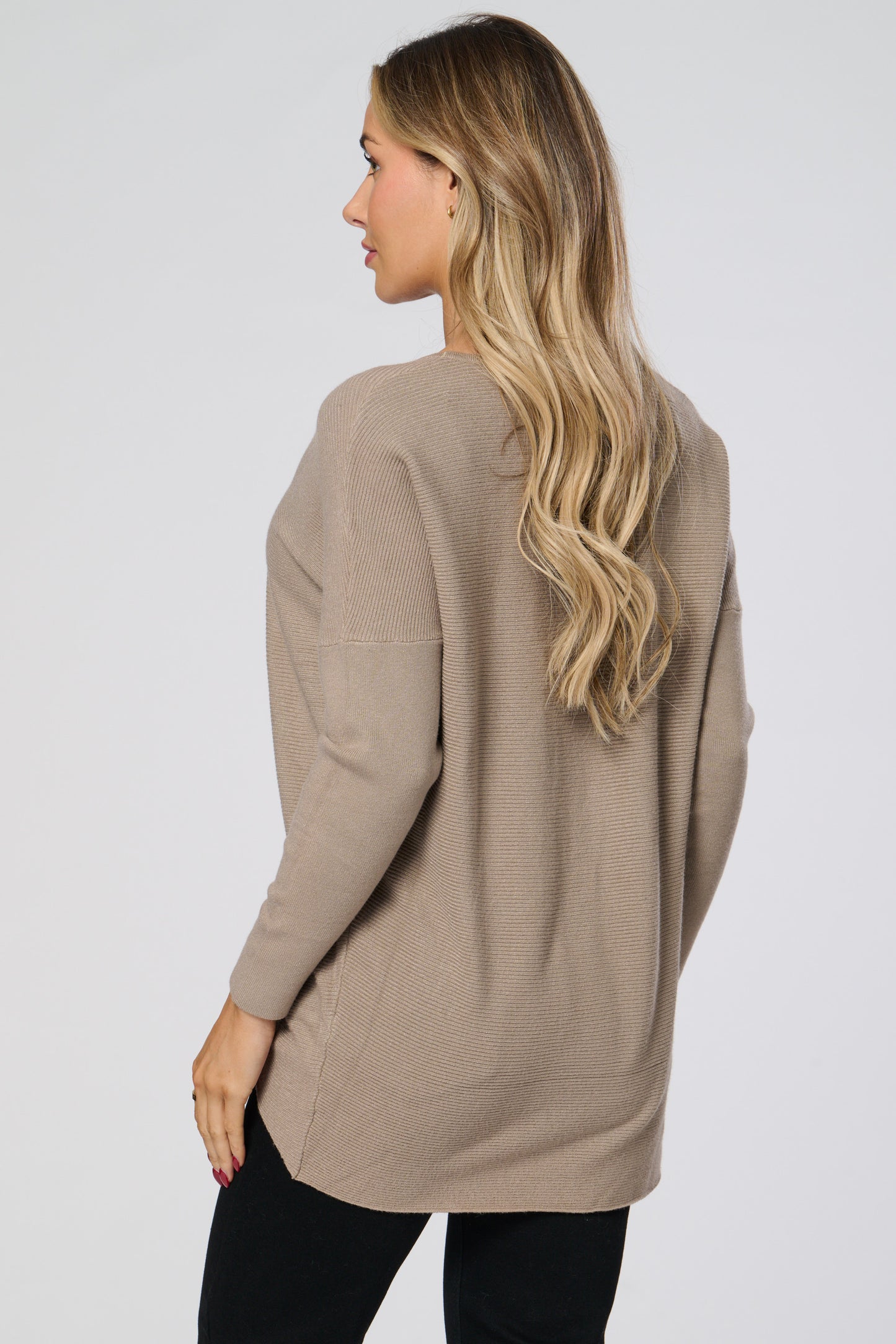 Plain V-Neck Knitted Top