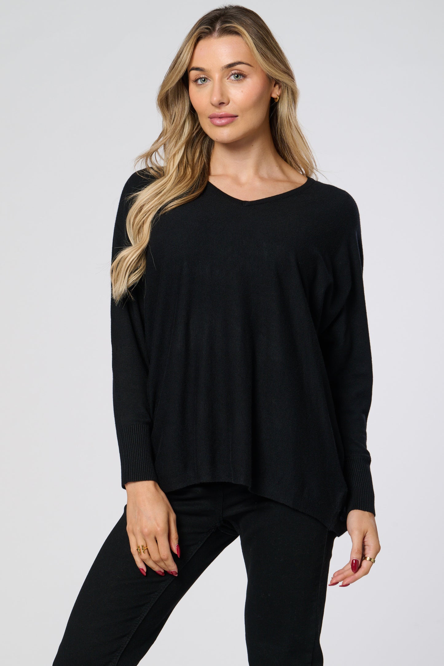 V- Neck Plain Knitted Jumper