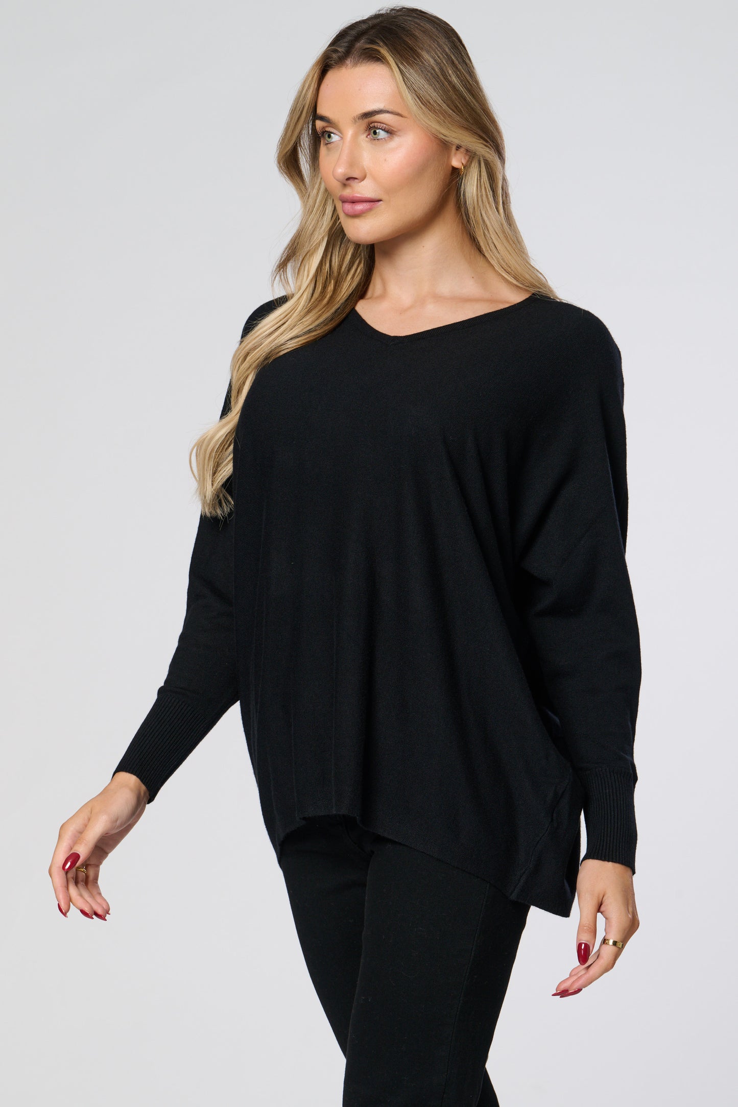 V- Neck Plain Knitted Jumper