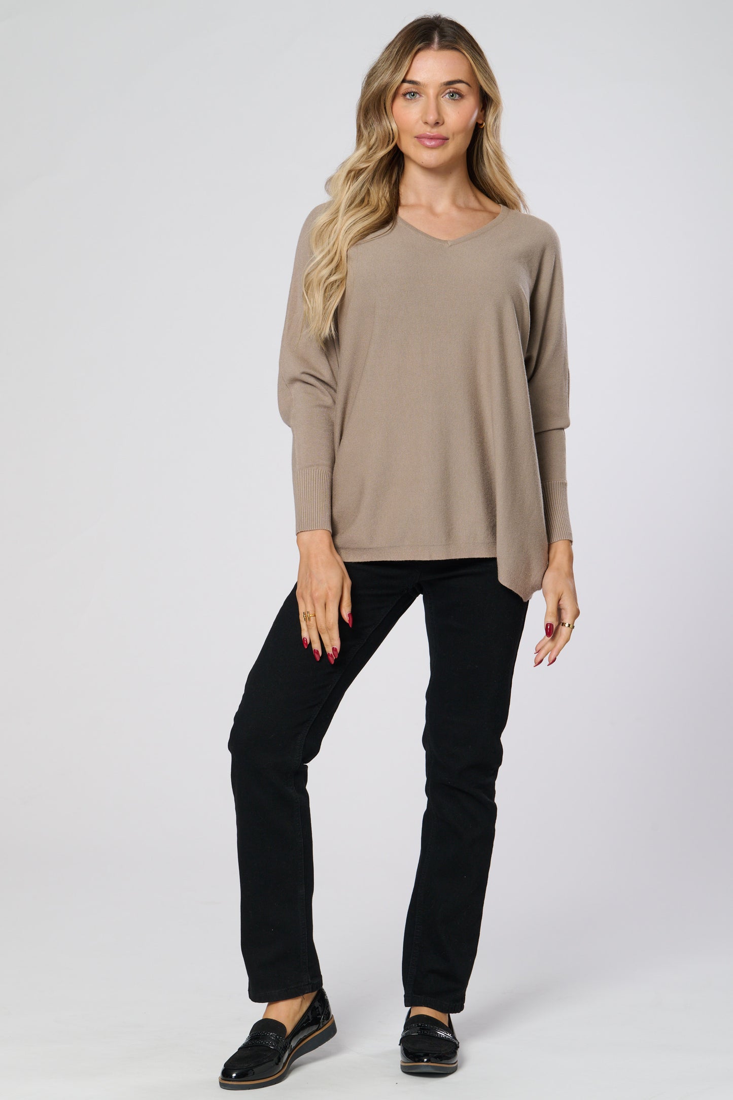 V- Neck Plain Knitted Jumper