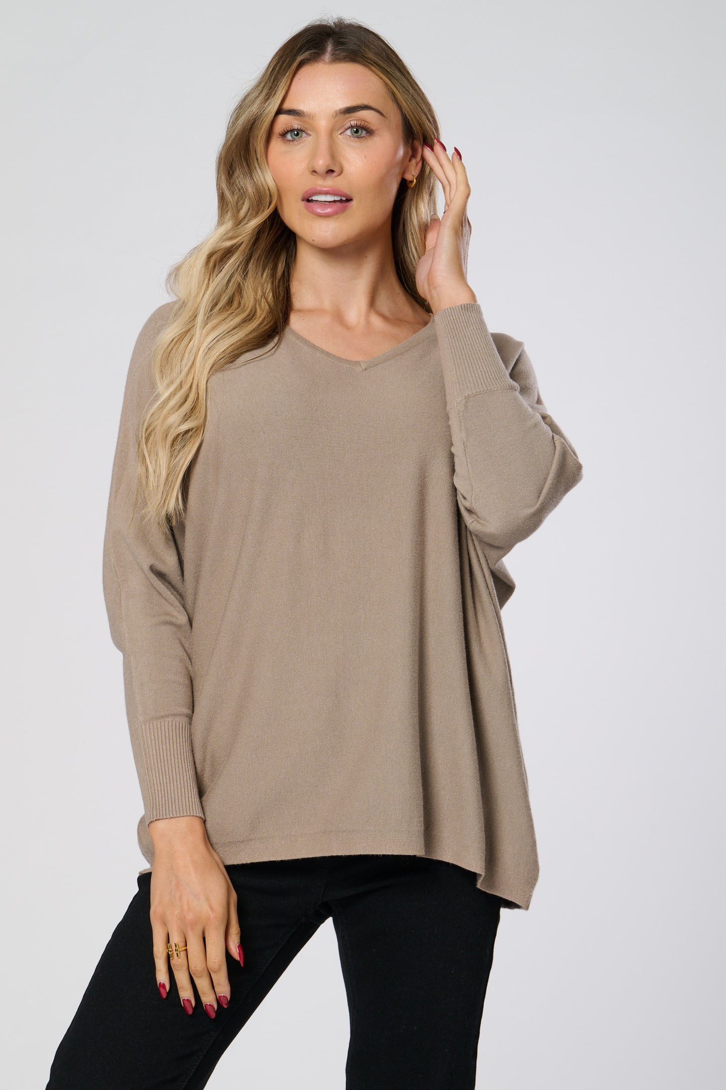V- Neck Plain Knitted Jumper
