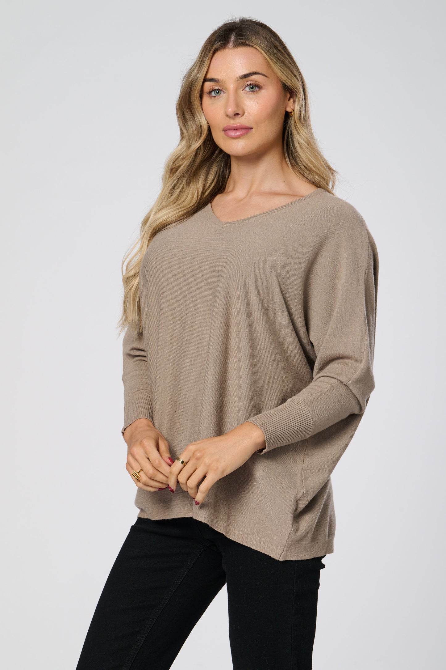 V- Neck Plain Knitted Jumper