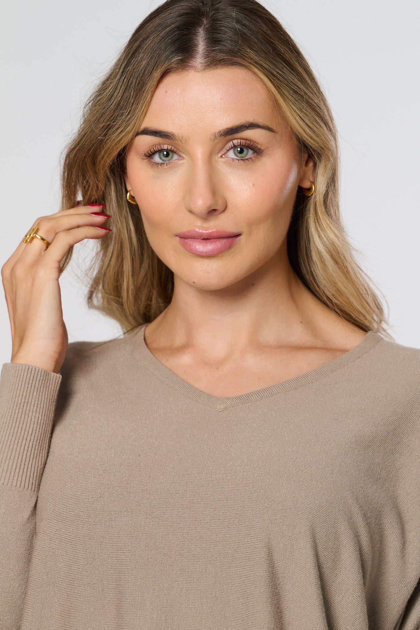V- Neck Plain Knitted Jumper