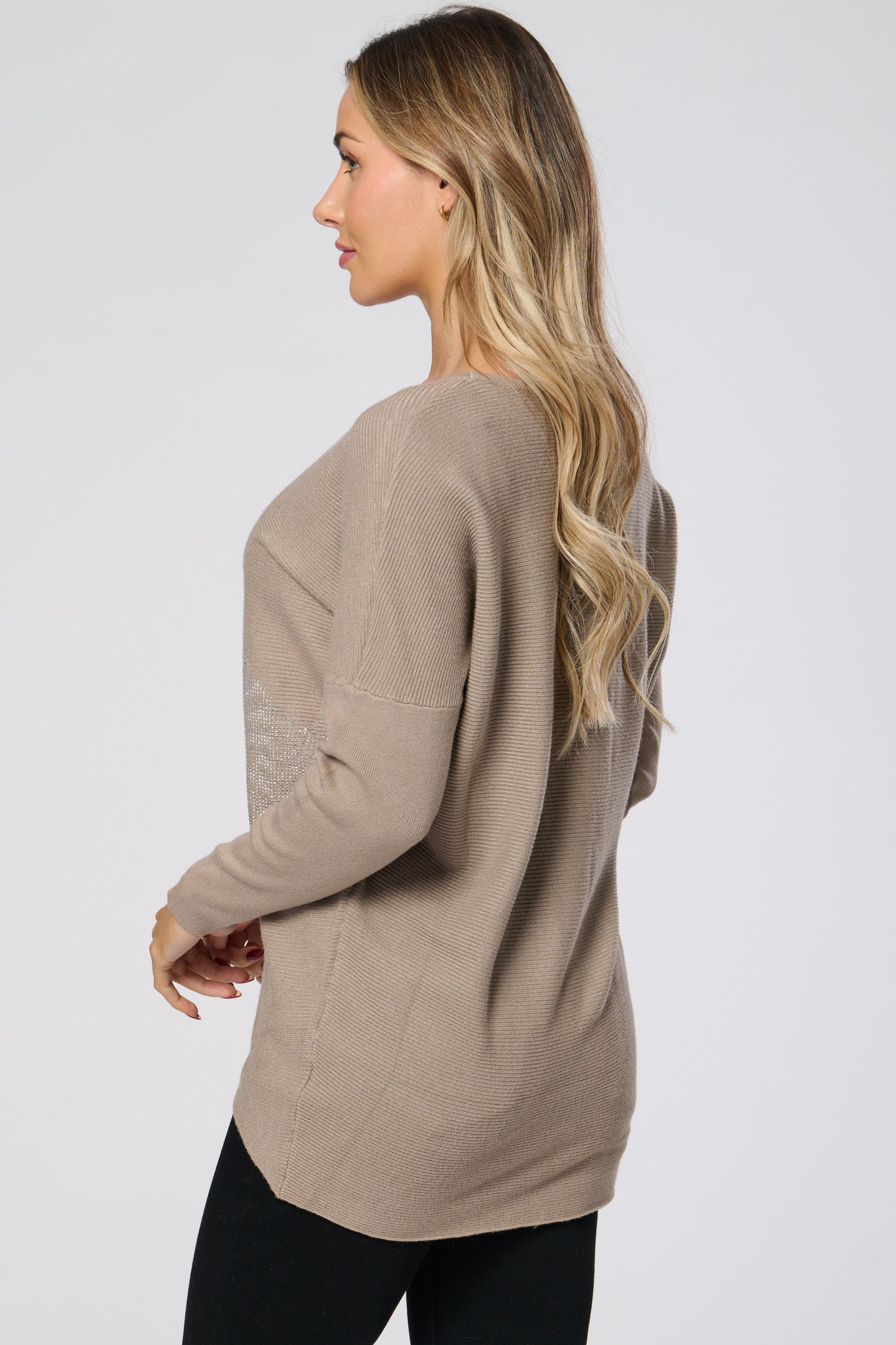 V-Neck Diamante Embellished Knitted Top