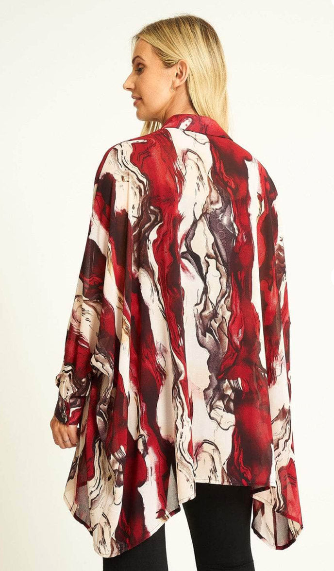 Abstract Print Chiffon Loose Fit Top
