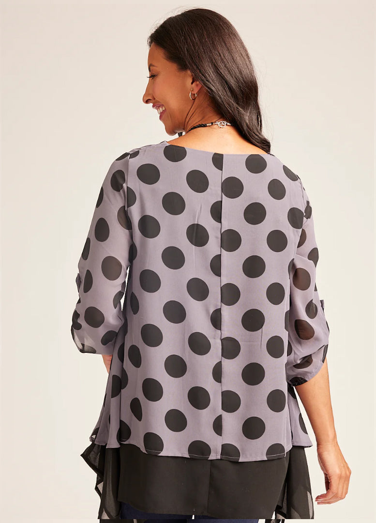 Polka Dot Double Layered Chiffon Top