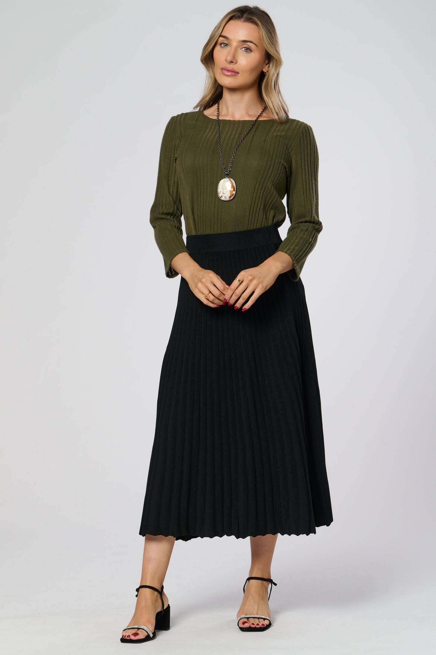 Winter Midi Ribbed Knitted Skirt