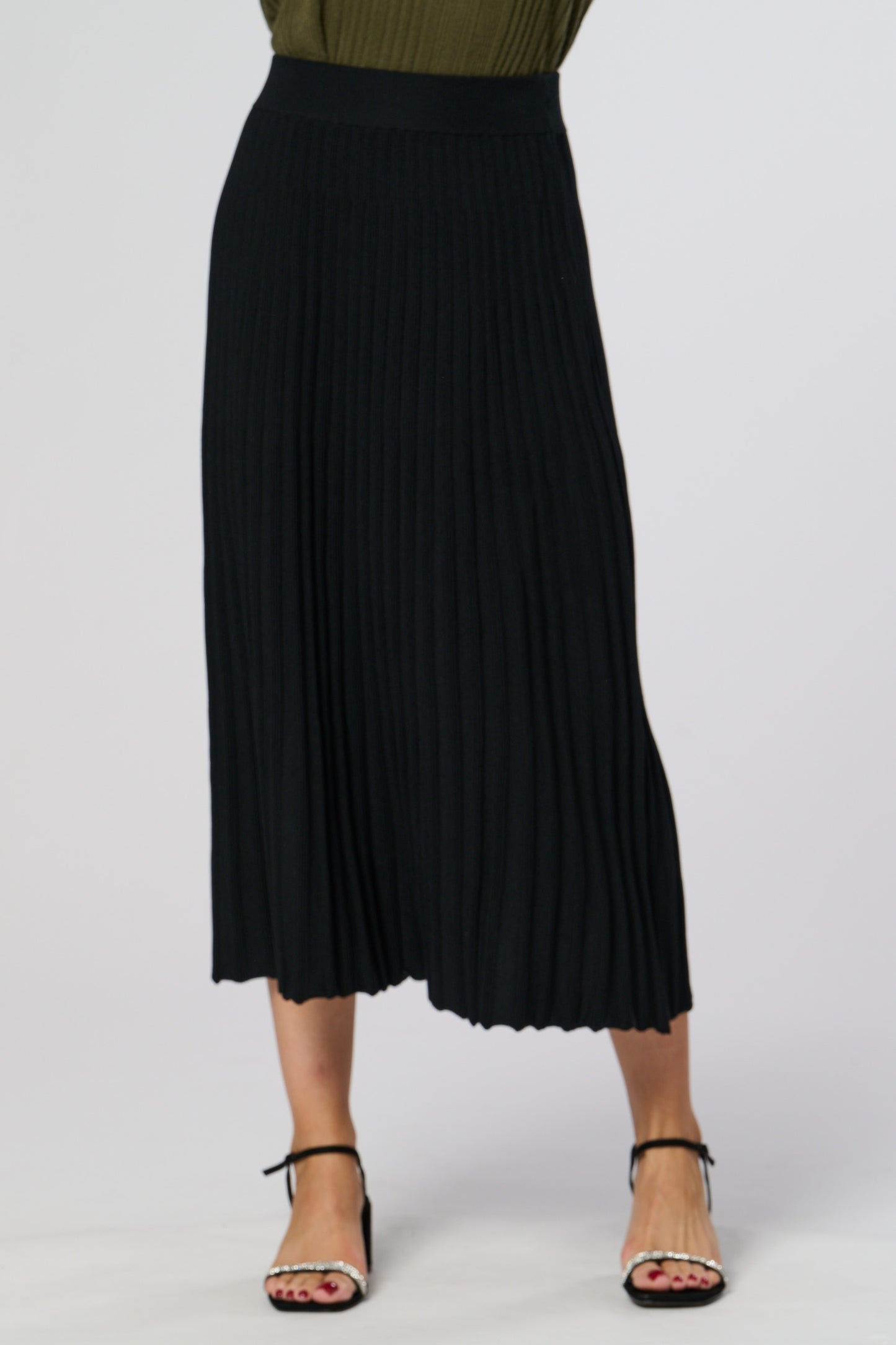 Winter Midi Ribbed Knitted Skirt