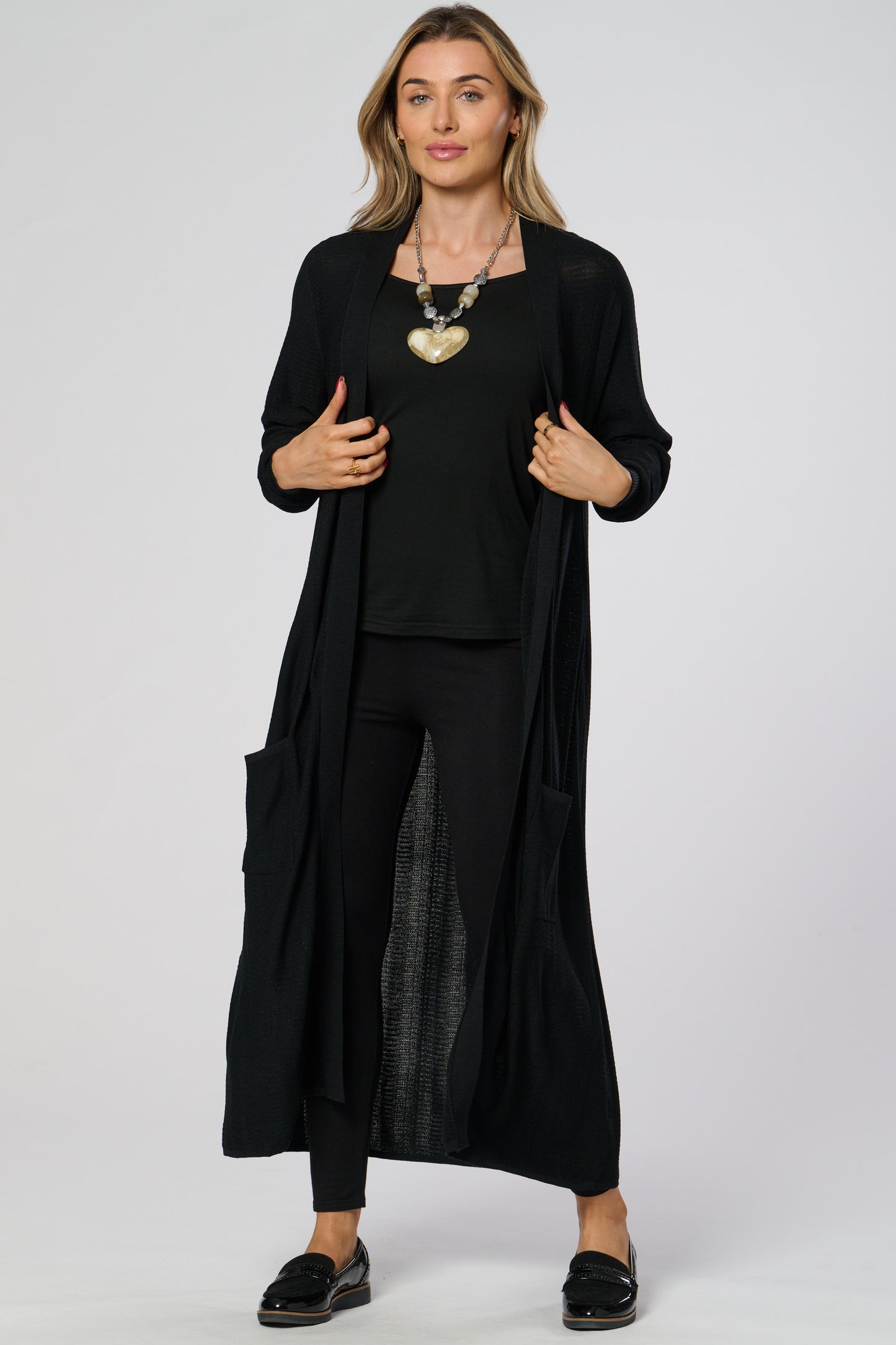 Long Knitted Cardigan With Pockets
