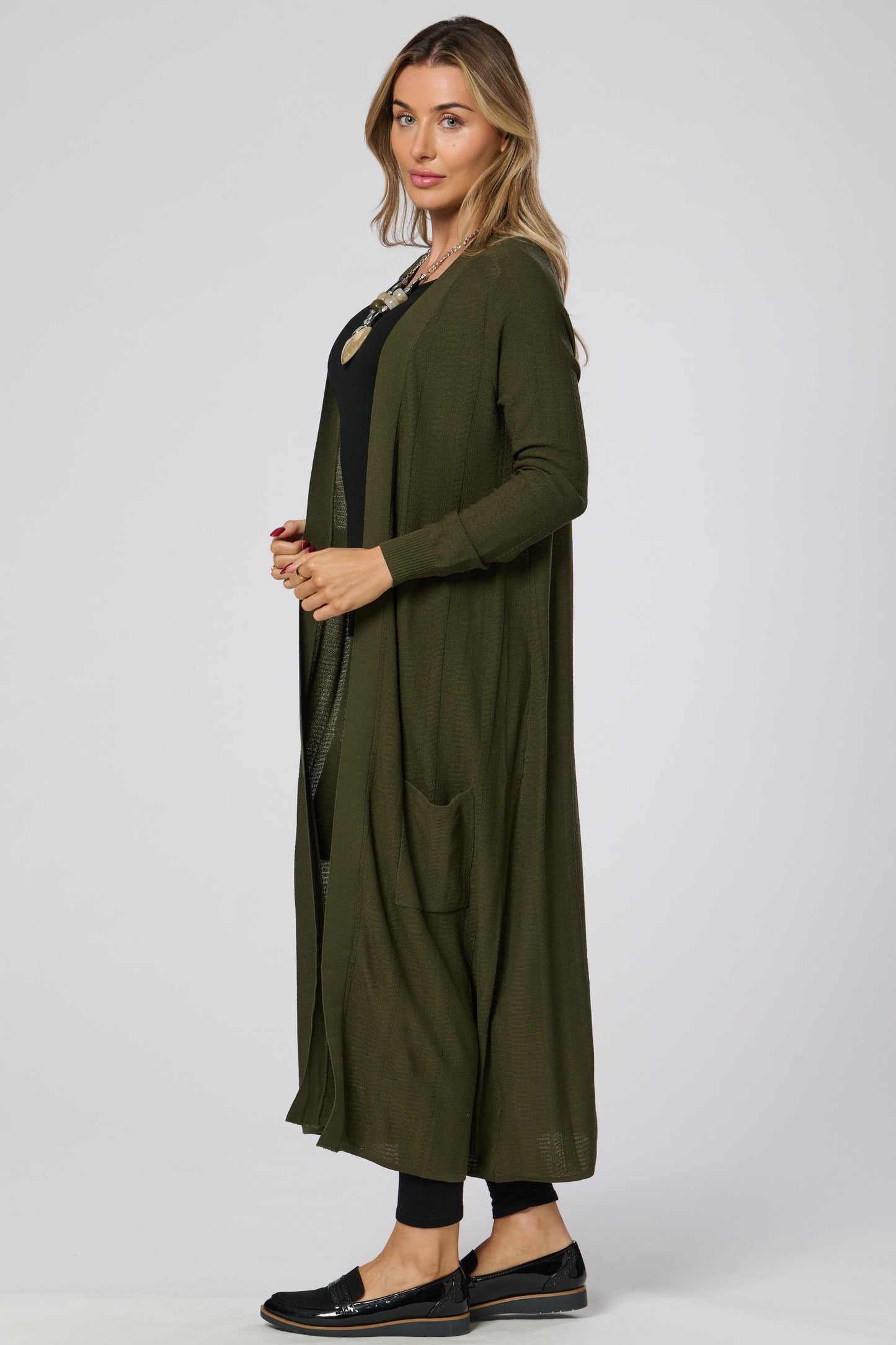 Long Knitted Cardigan With Pockets