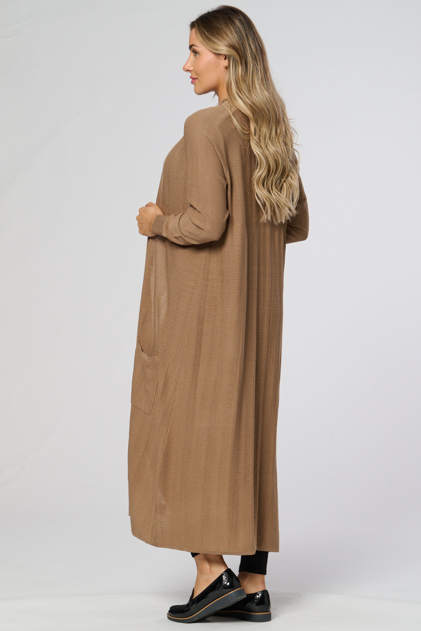 Long Knitted Cardigan With Pockets