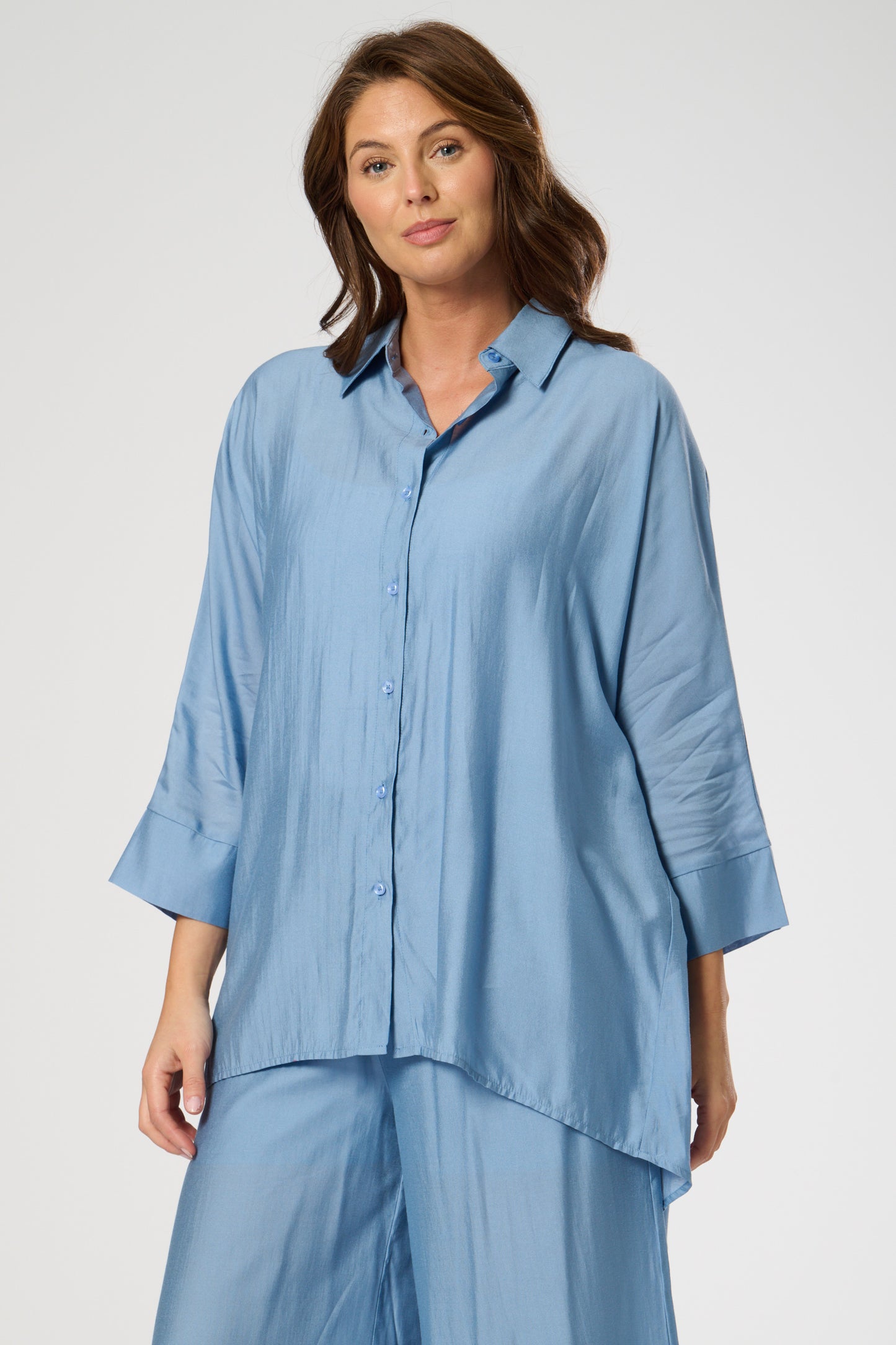 Silk Feel Button Through Shirt Top