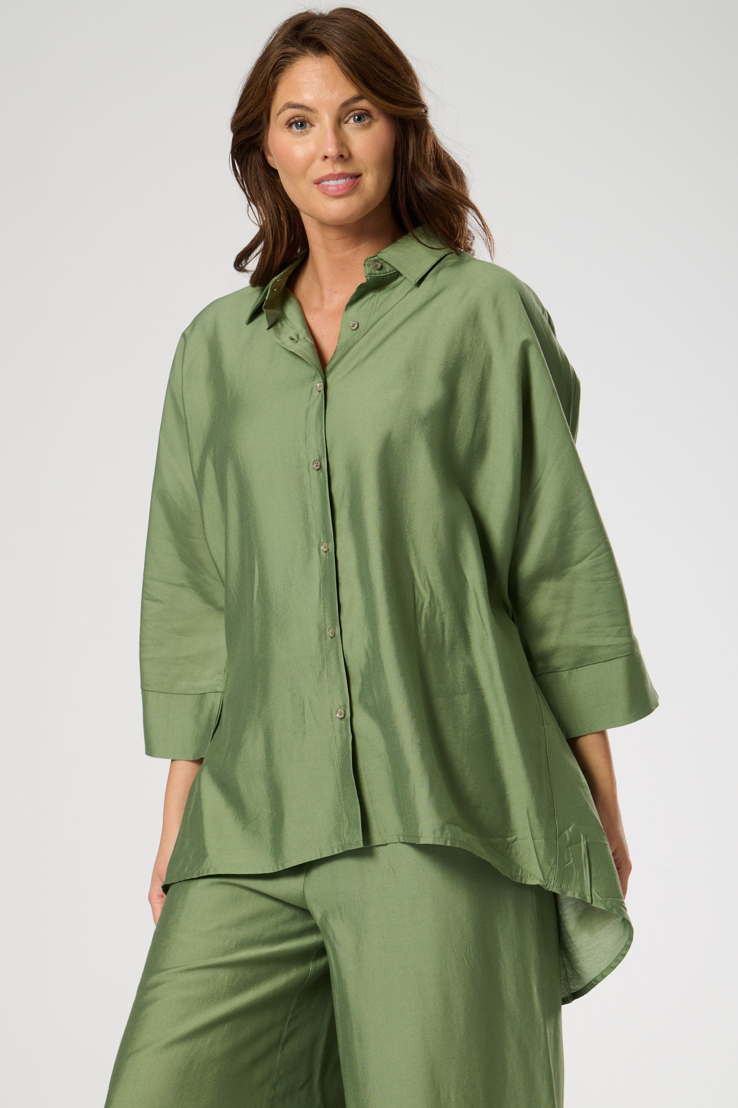 Silk Feel Button Through Shirt Top