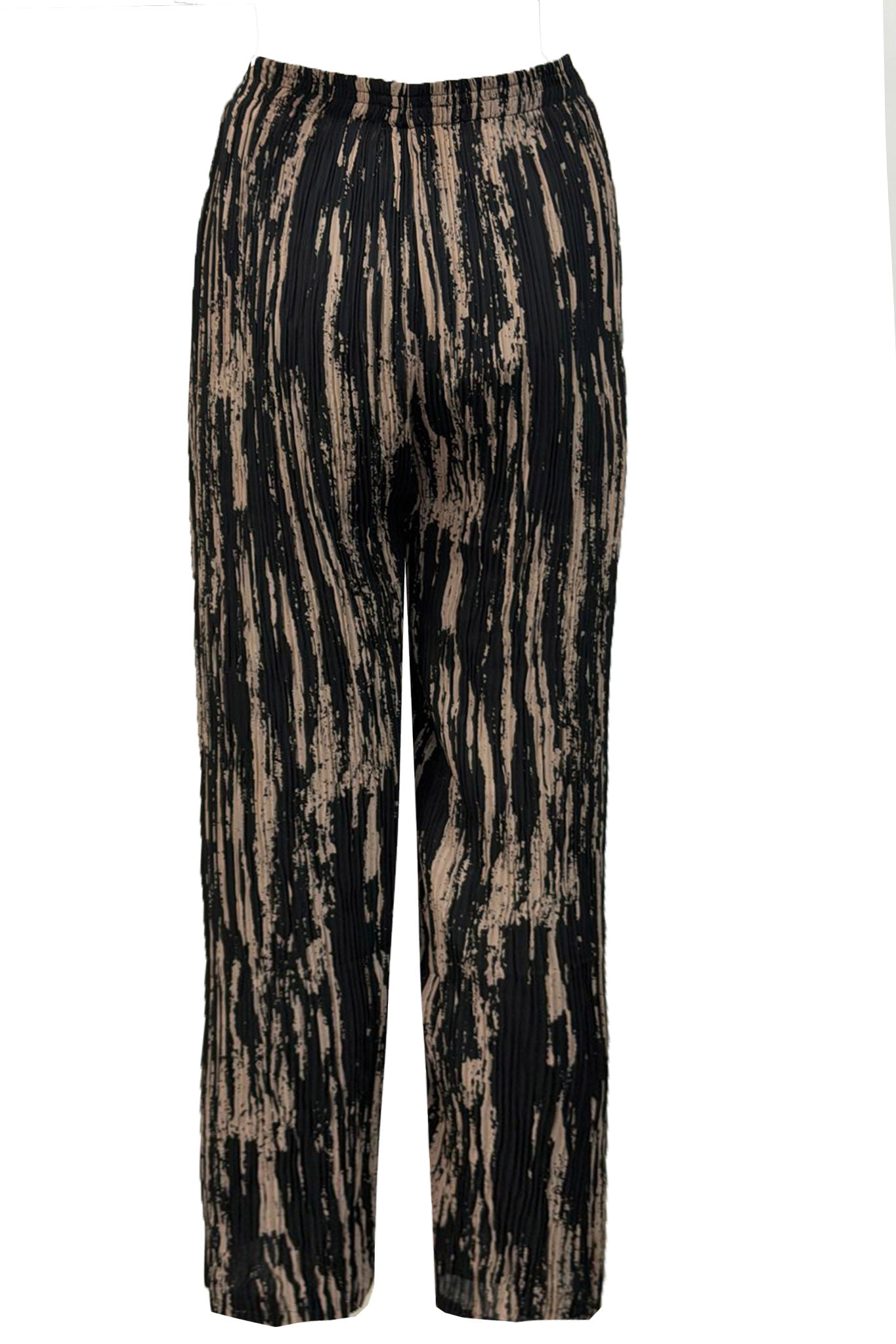 Crinkle Pleated Stripe Print Trouser
