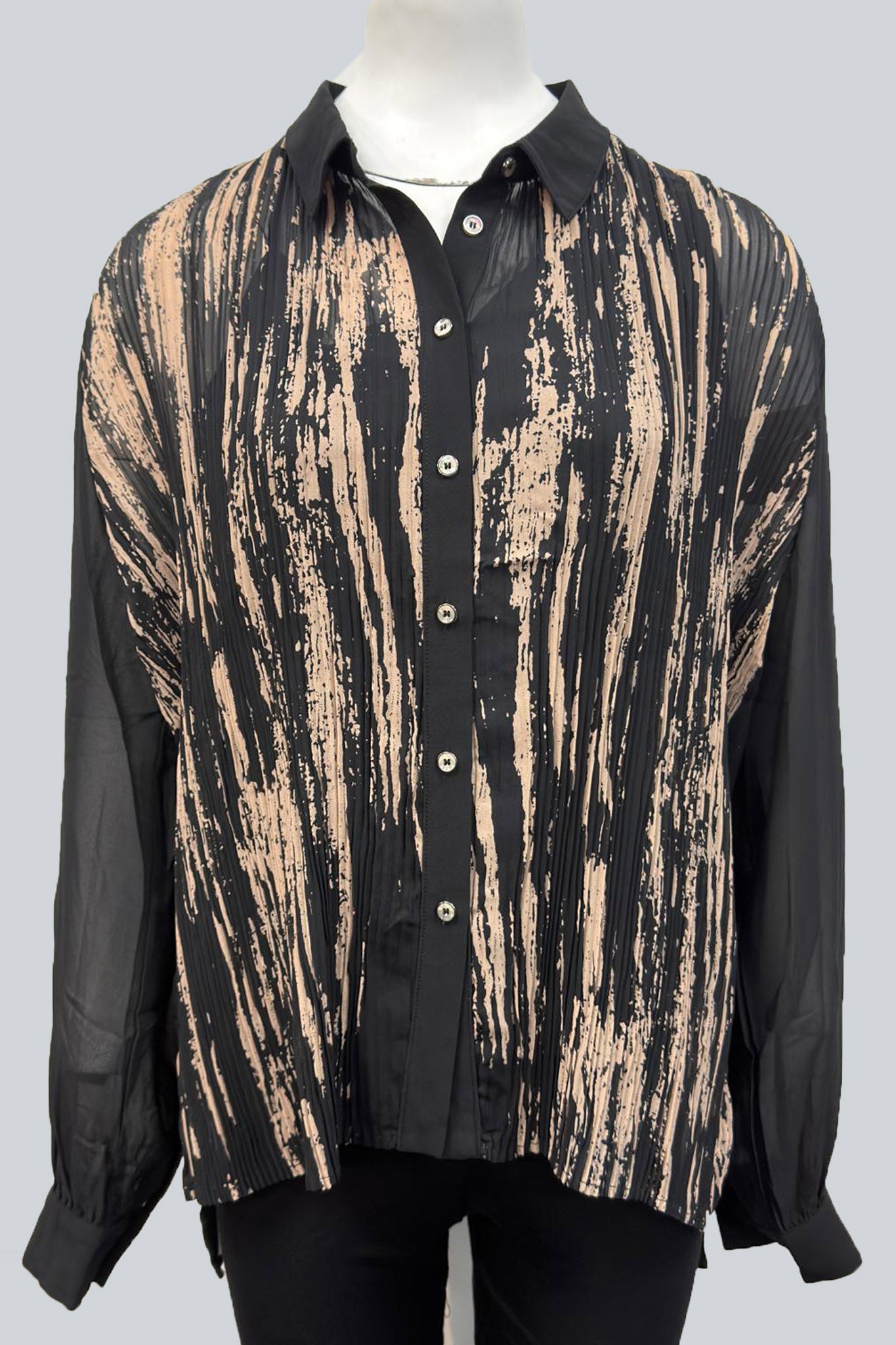 Crinkle Stripe Print Chiffon Shirt Top