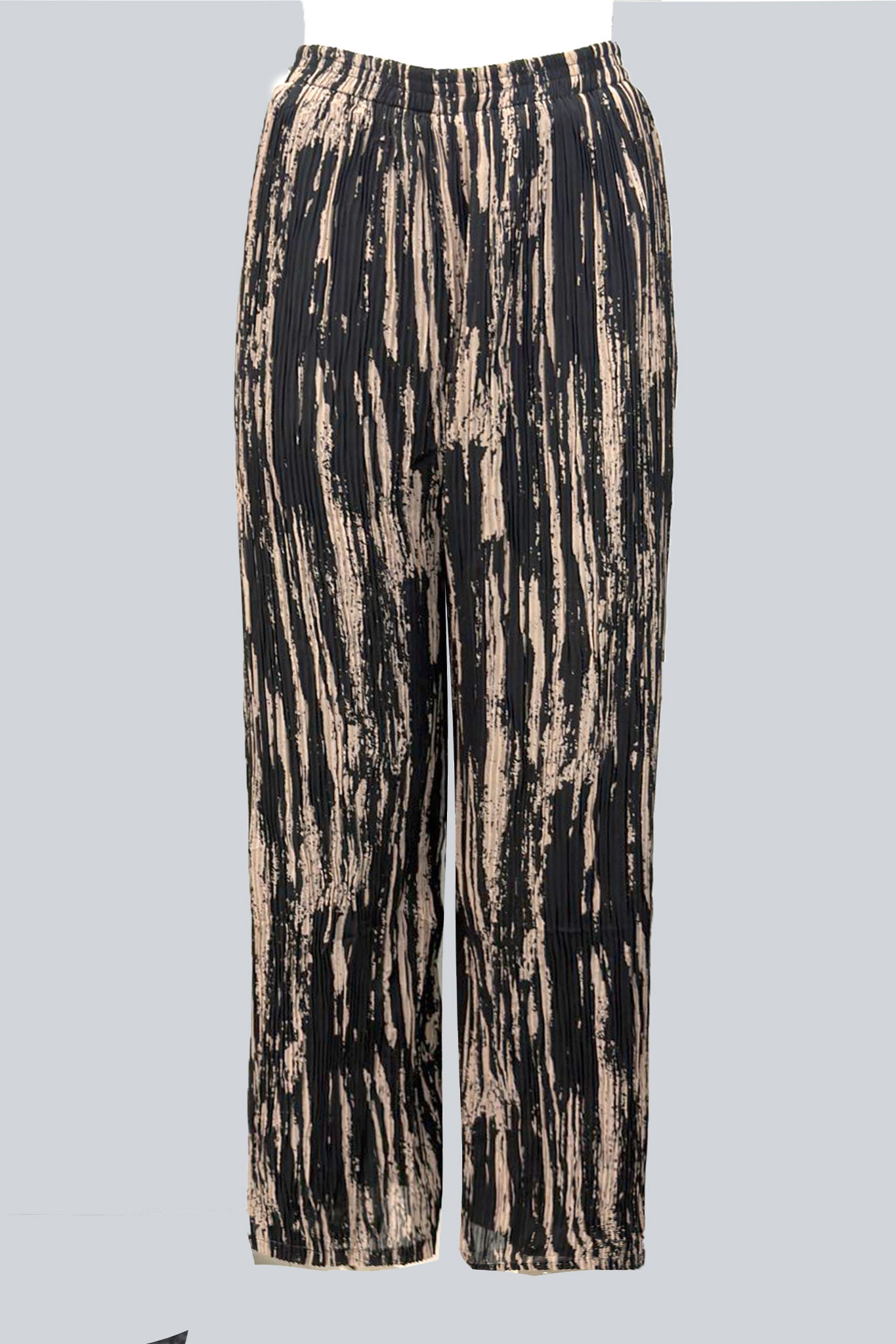 Crinkle Pleated Stripe Print Trouser