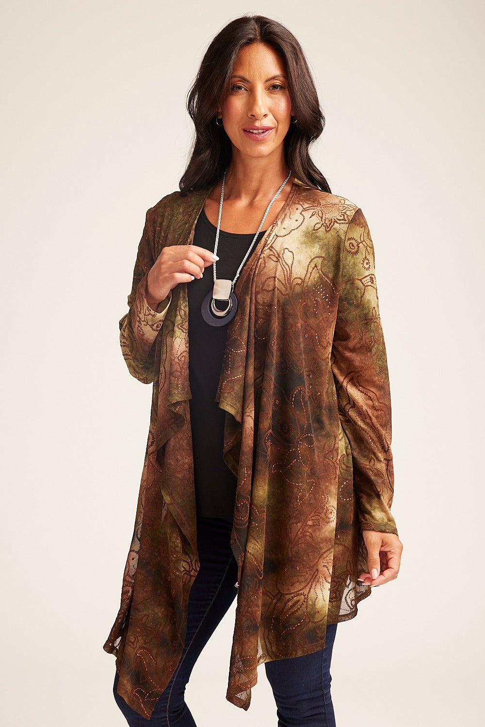 Waterfall Glitter Detail Tie Dye Mesh Jacket