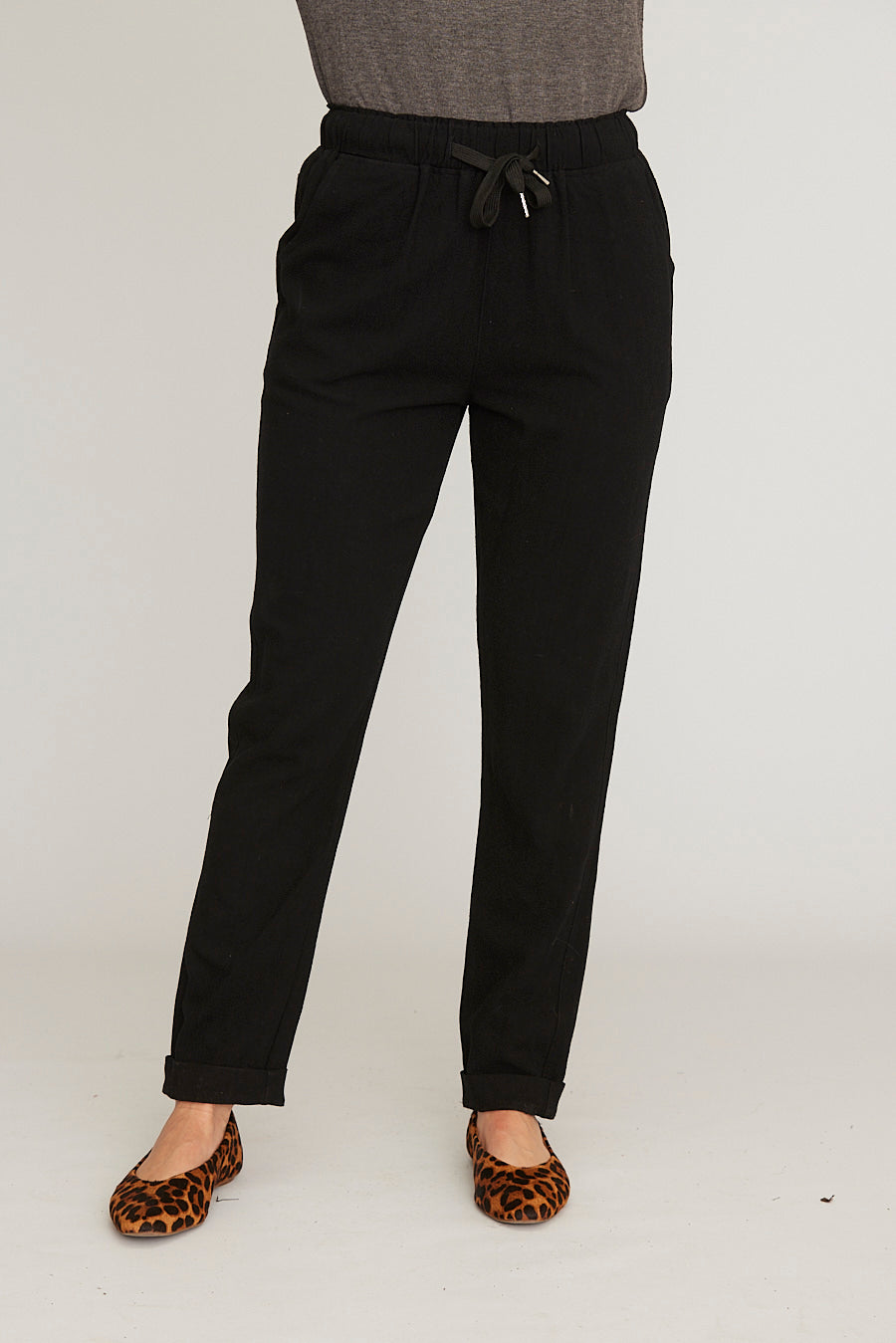 Straight Leg Drawstring Waist Trousers