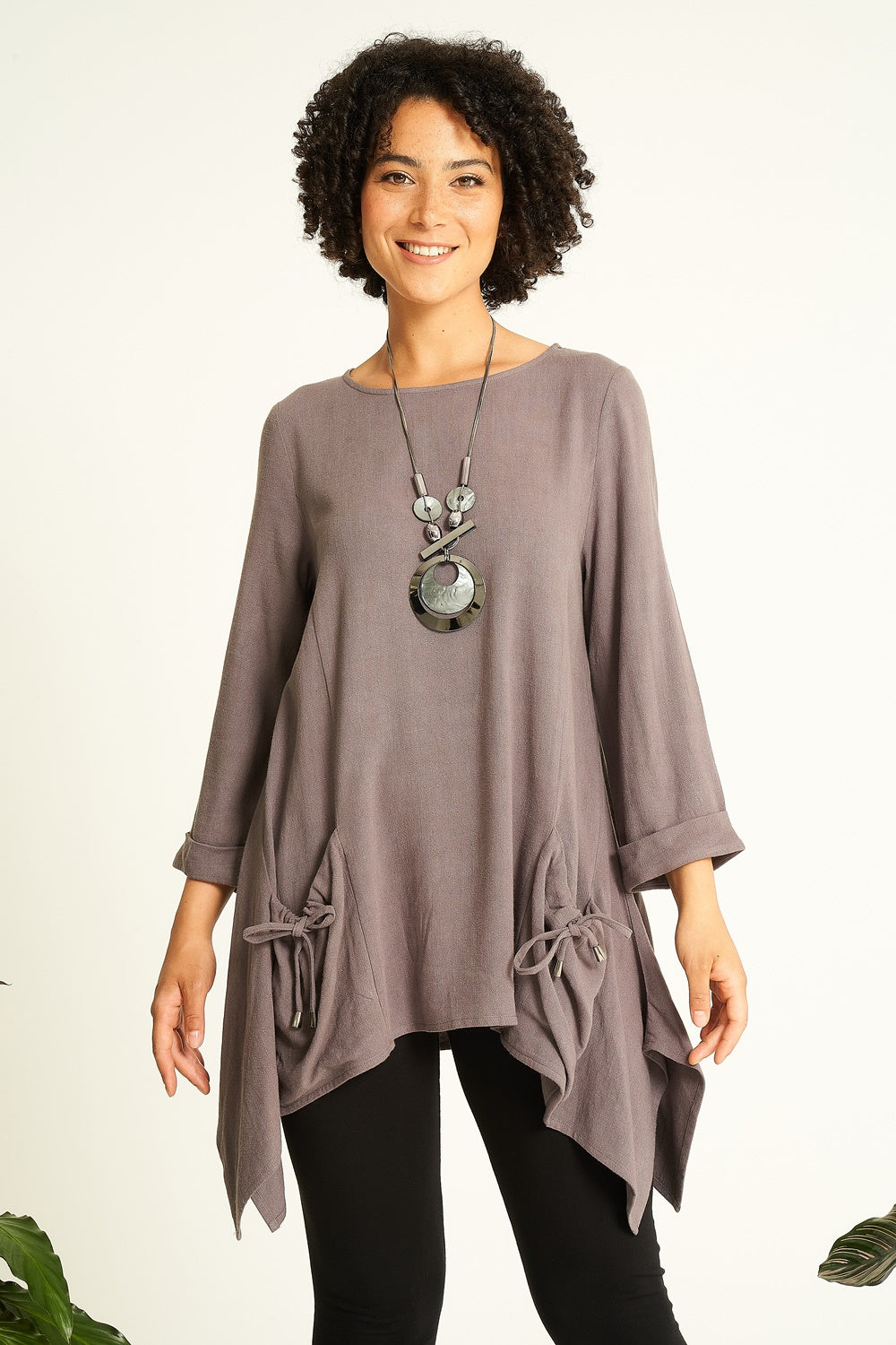 Three Quarter Sleeve Front Pocket Tunic
