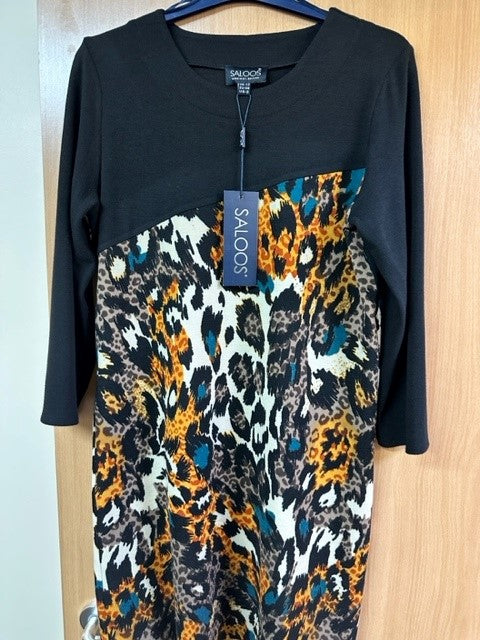 Animal Print Soft Touch Colour Block Tunic