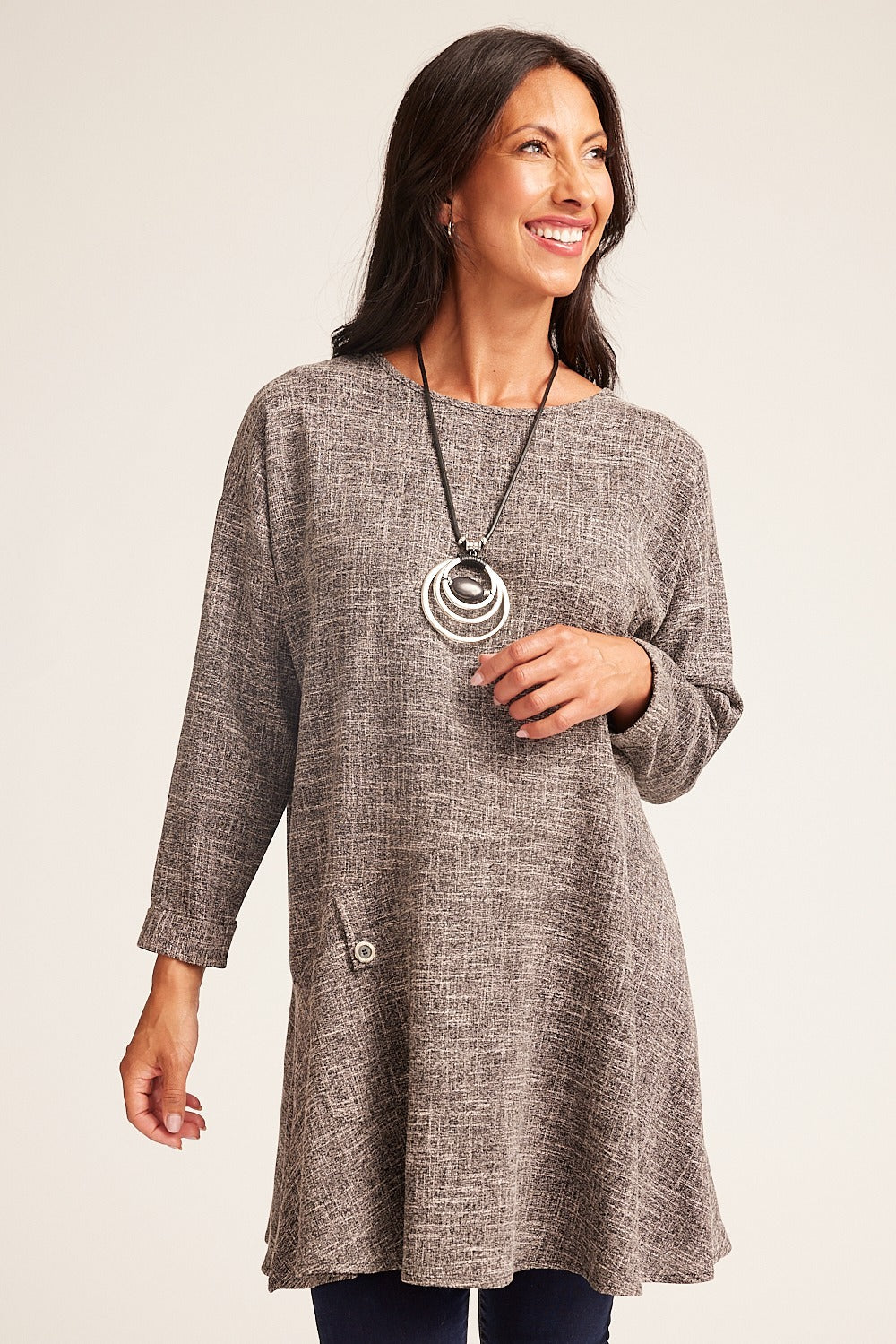 Marl Grey Front Pocket Tunic