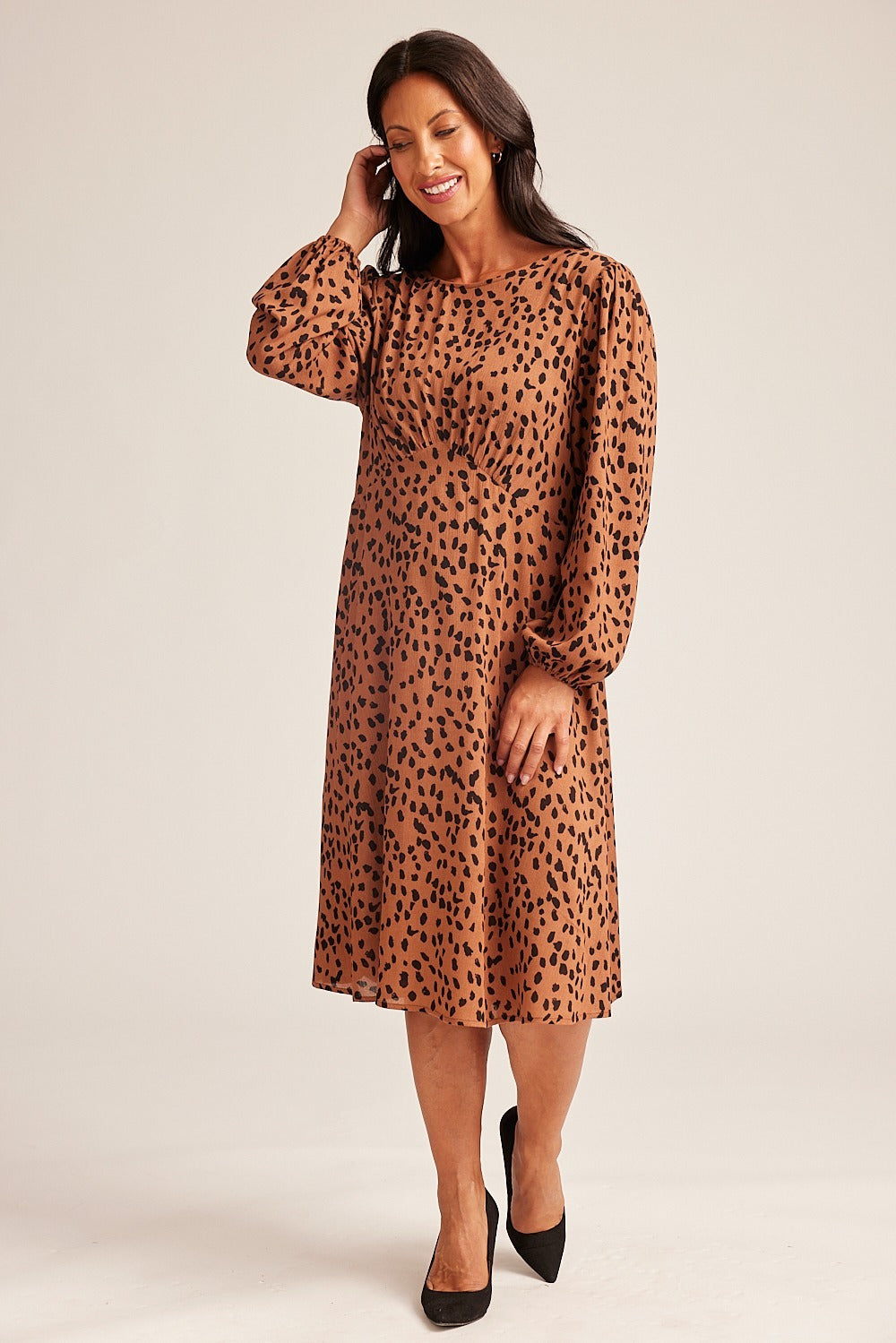 Animal Print Long Sleeved Dress