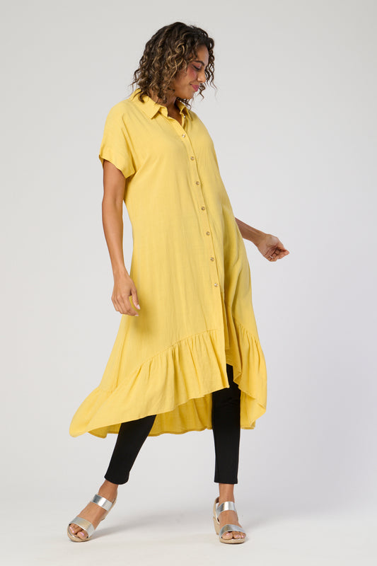 7461-B Extended sleeve deep frill hem Dress (Wholesale Pack Of 7) Pre-Order
