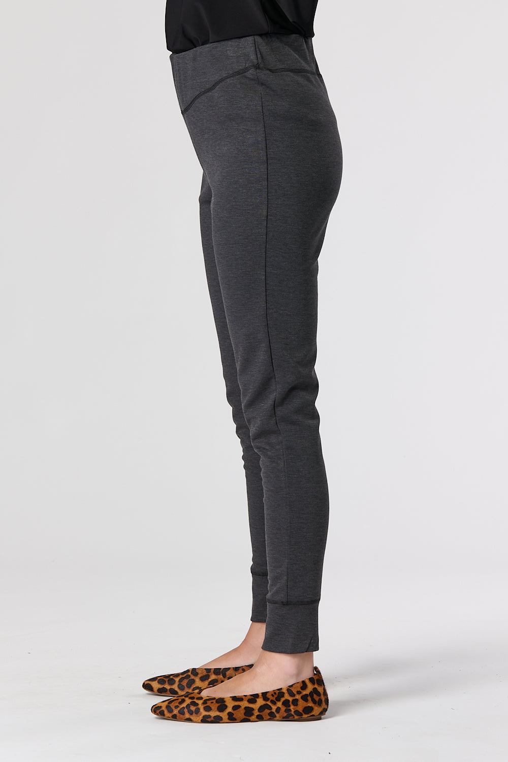 Ribbed Hem Grey Leggings
