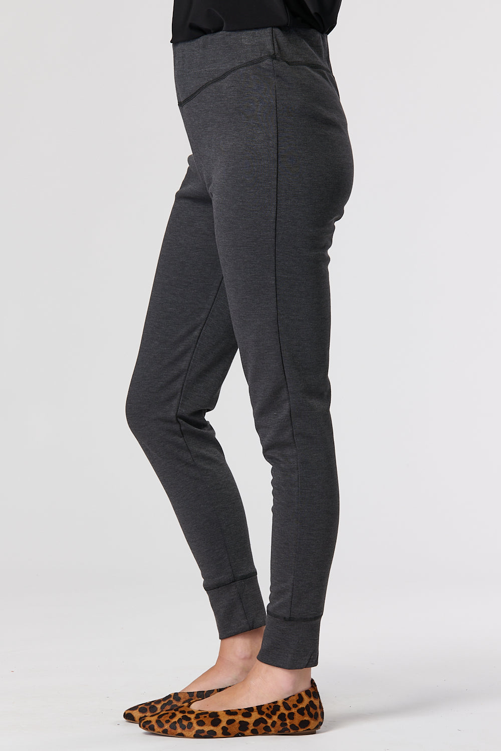 Ribbed Hem Grey Leggings