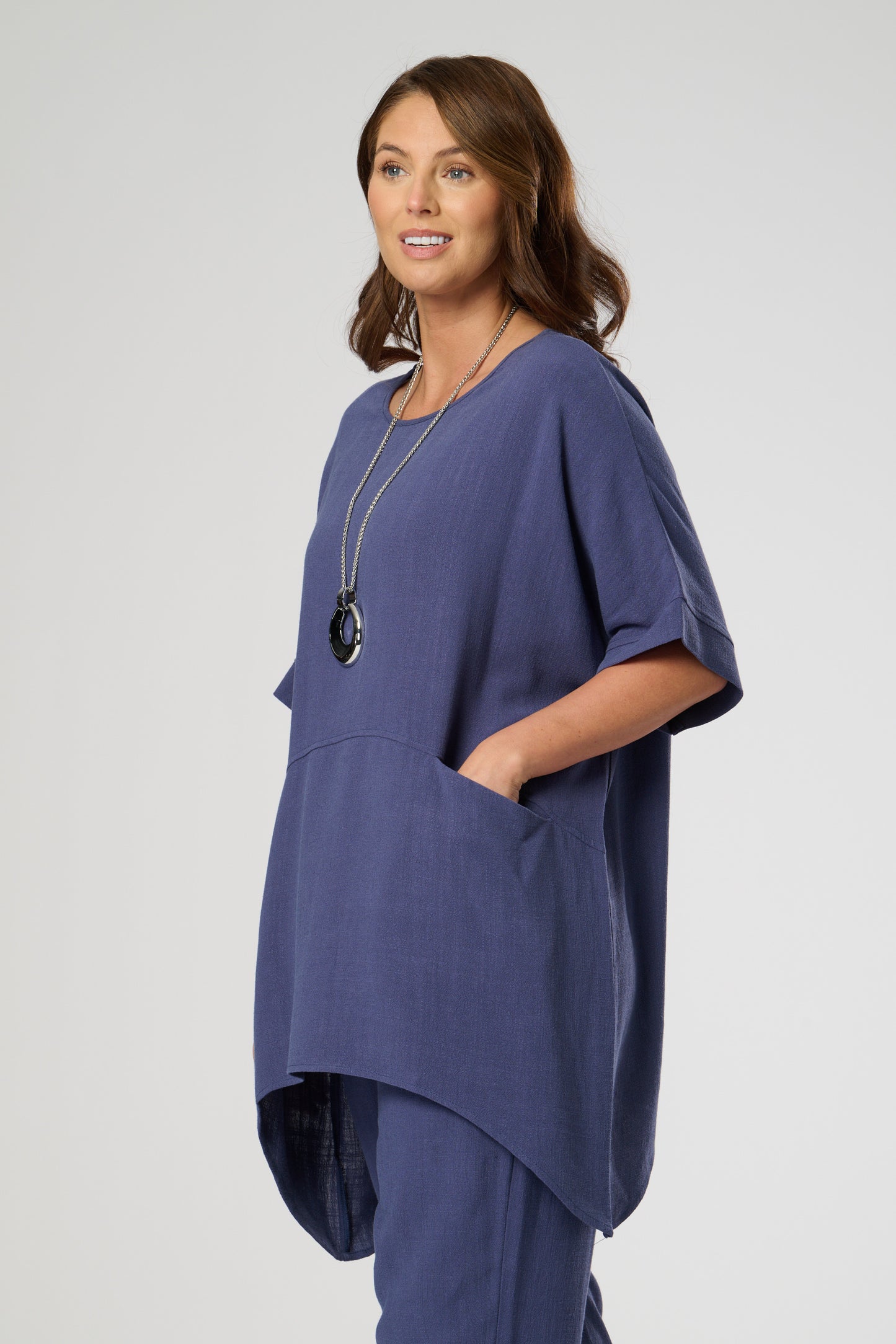 Short Sleeves Pocket Tunic Top