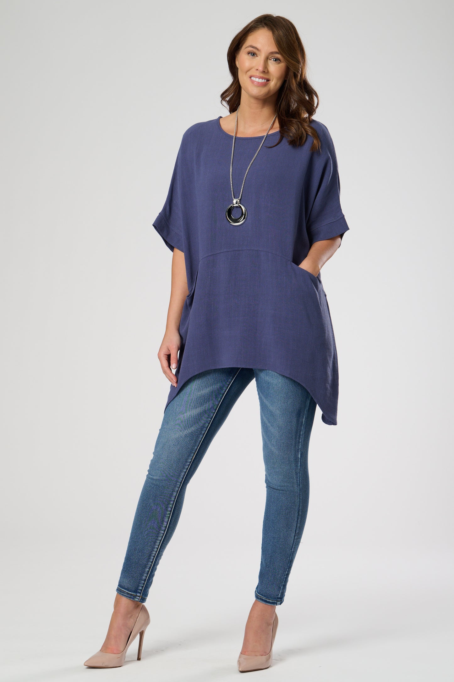 Short Sleeves Pocket Tunic Top