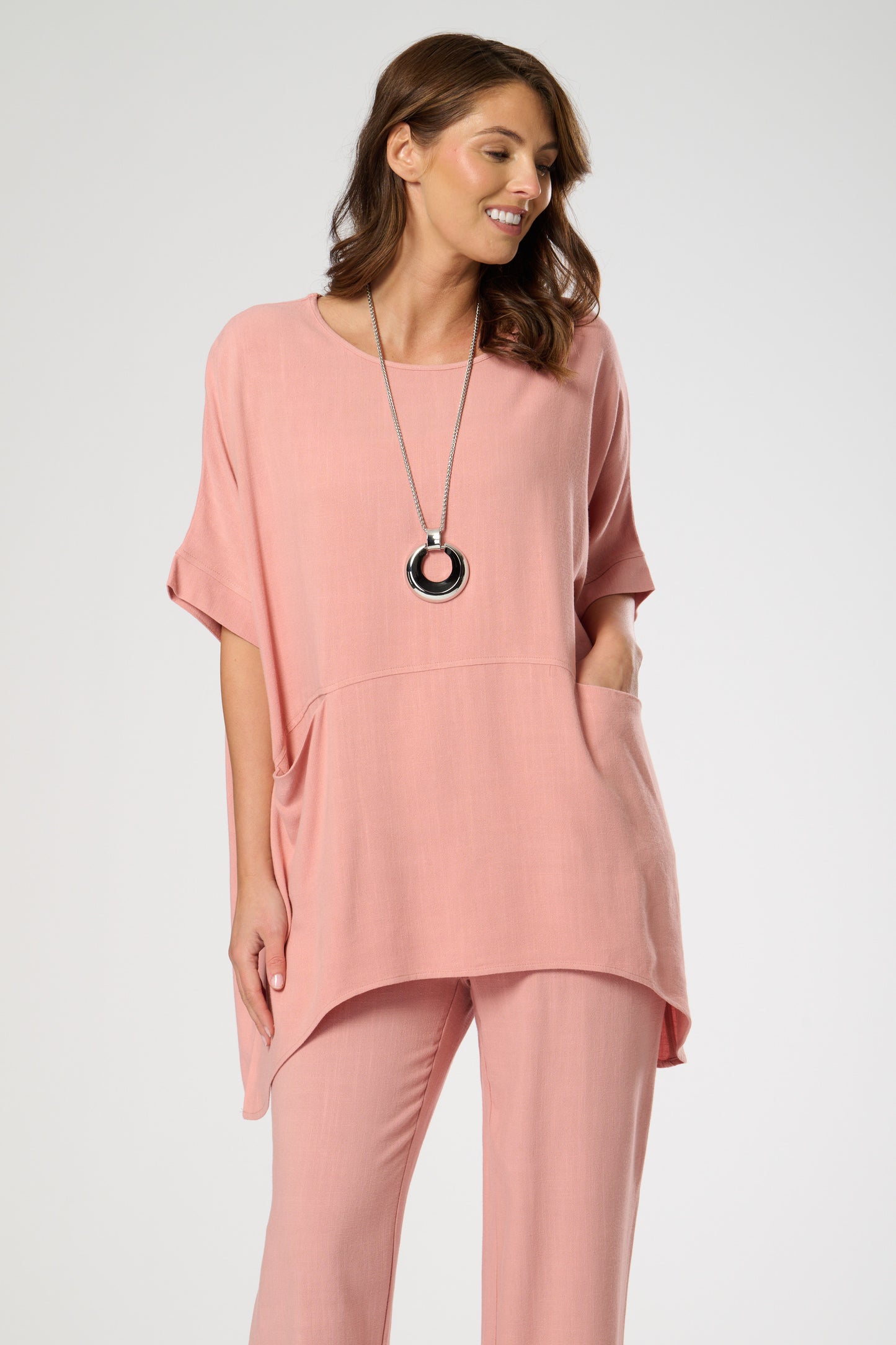 Short Sleeves Pocket Tunic Top