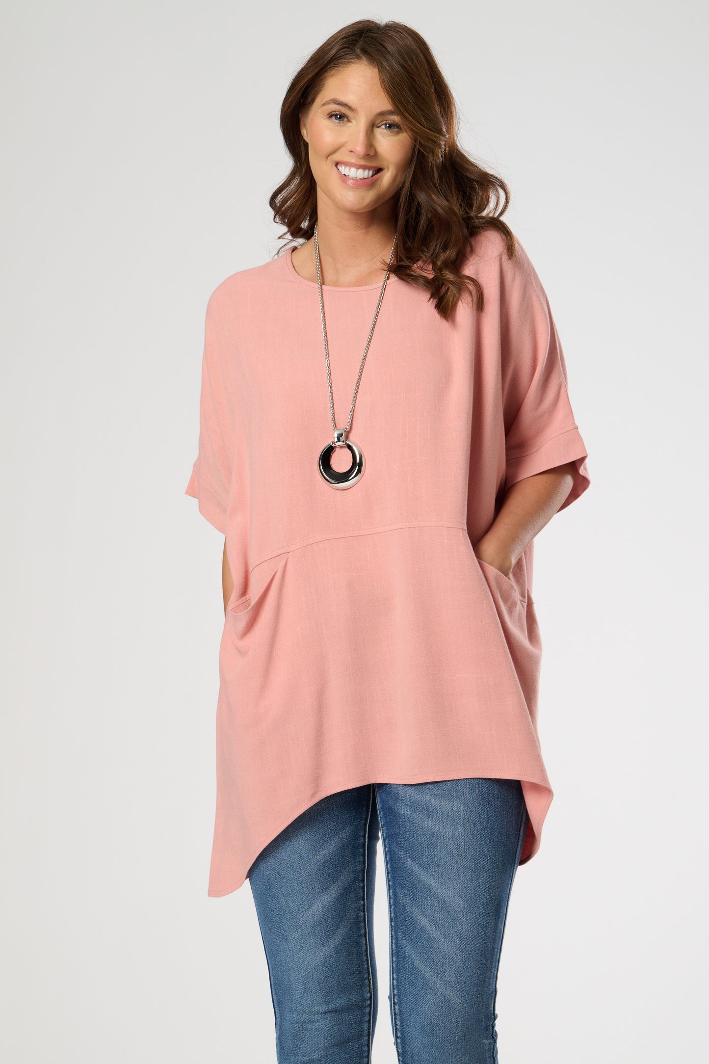 Short Sleeves Pocket Tunic Top