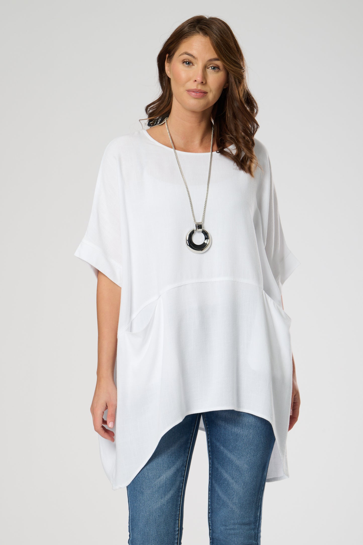 Short Sleeves Pocket Tunic Top