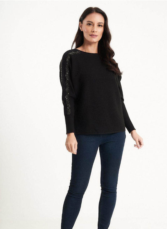 Lace Embellished Sleeved Knitted Jumper