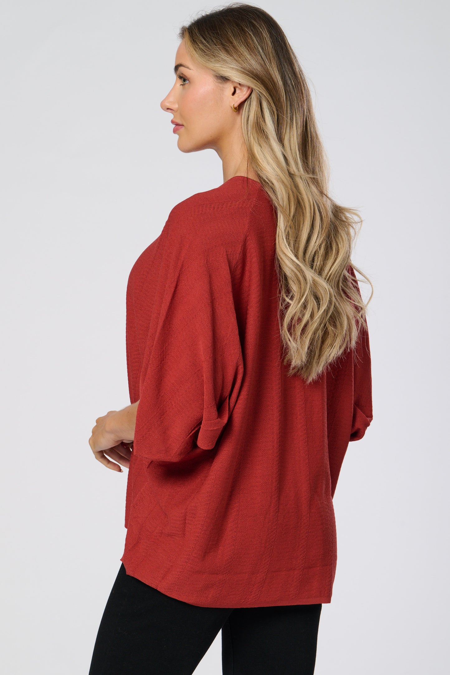 V Neck Ribbed Loose Fit Knitted Top