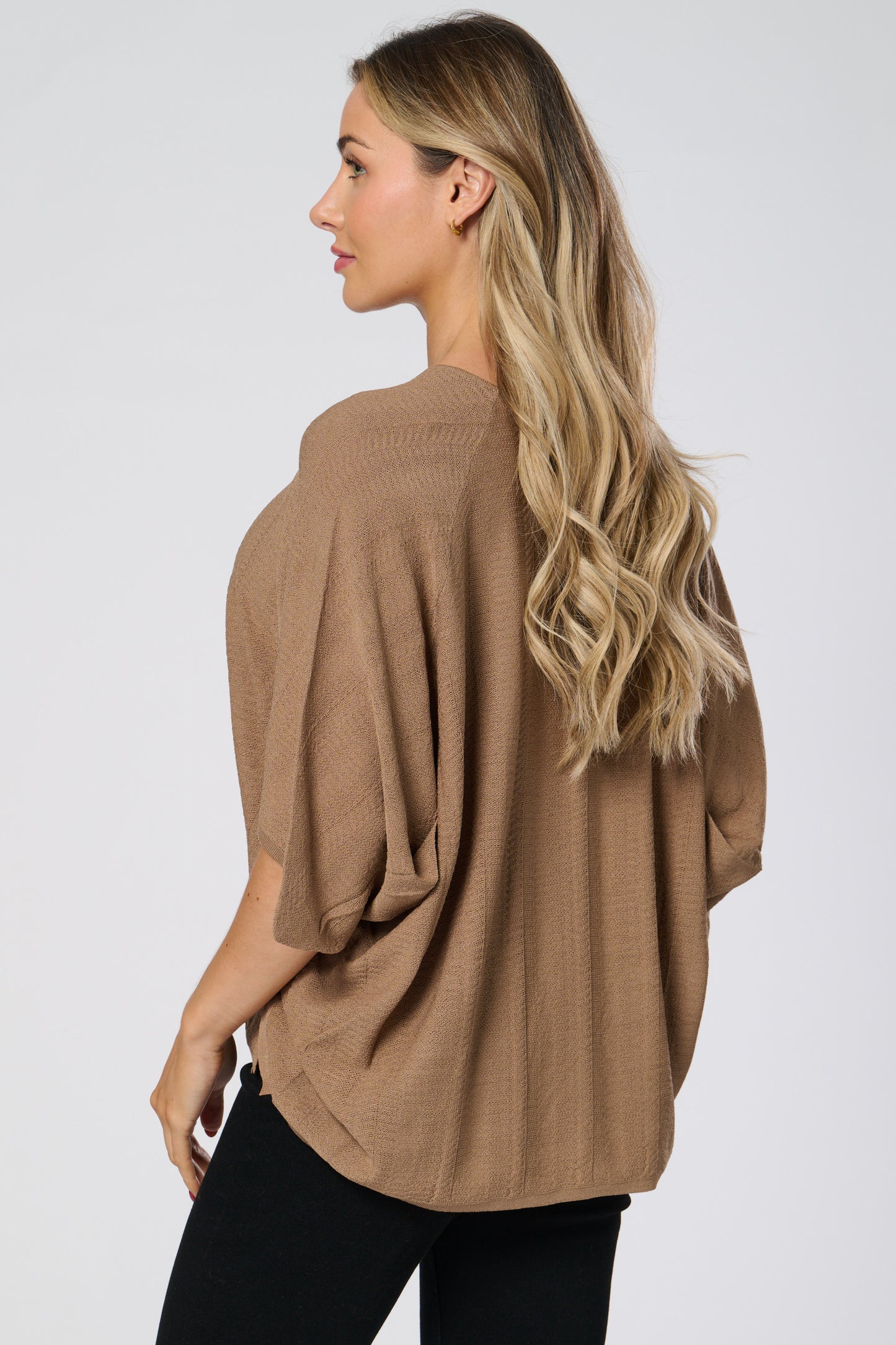 V Neck Ribbed Loose Fit Knitted Top