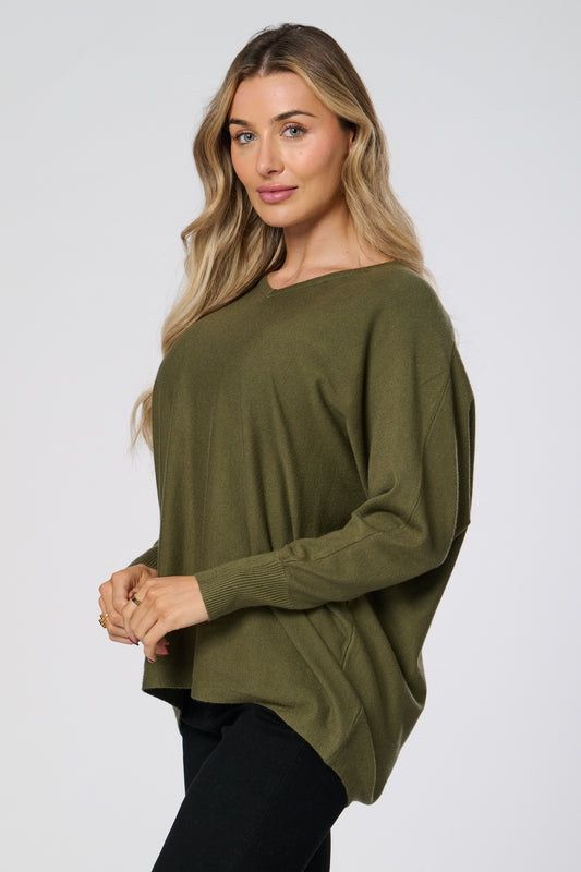 V- Neck Plain Knitted Jumper