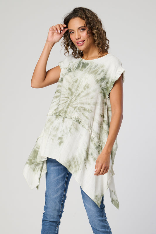 7370-A Tie dye, dip side seam Tunic (Wholesale Pack Of 7) Pre-Order