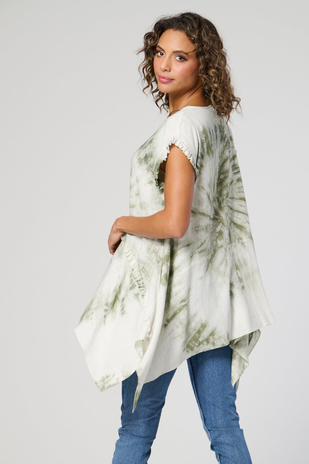 7370-A Tie dye, dip side seam Tunic (Wholesale Pack Of 7) Pre-Order
