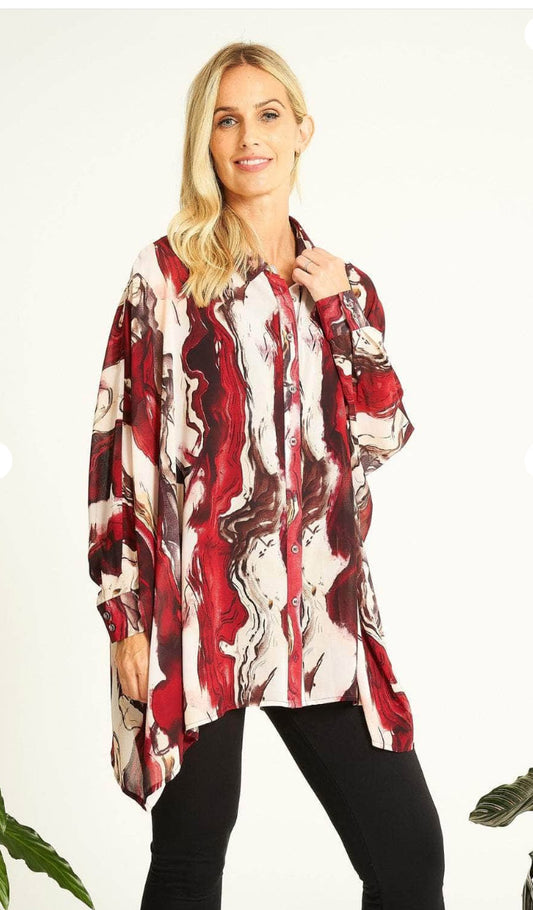 Abstract Print Chiffon Loose Fit Top