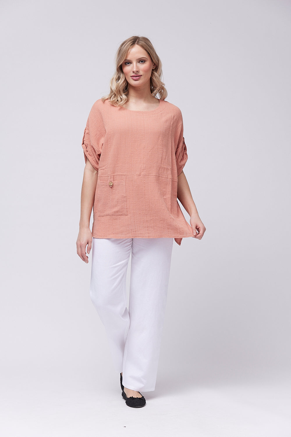 7452-A Boxy Shape Top with loop Fastenings (Wholesale Pack Of 7) Pre-Order