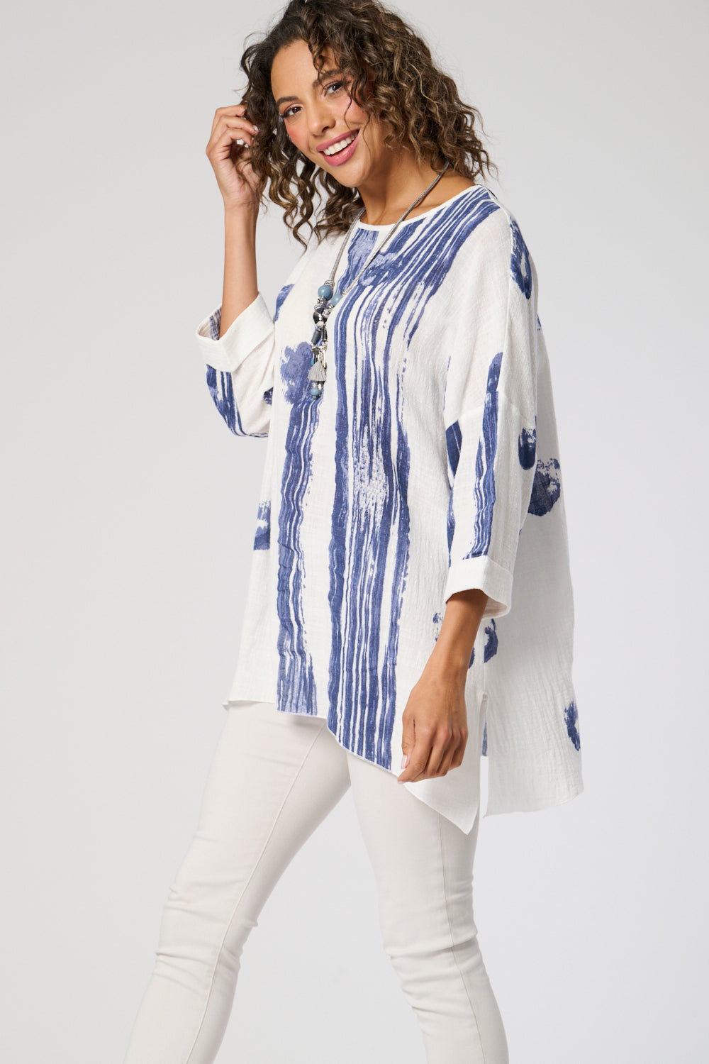 7560-A Oversized, 3/4 sleeve Top (Wholesale Pack Of 7) Pre-Order