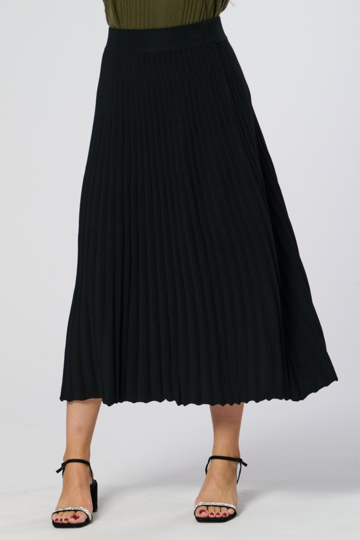 Winter Midi Ribbed Knitted Skirt