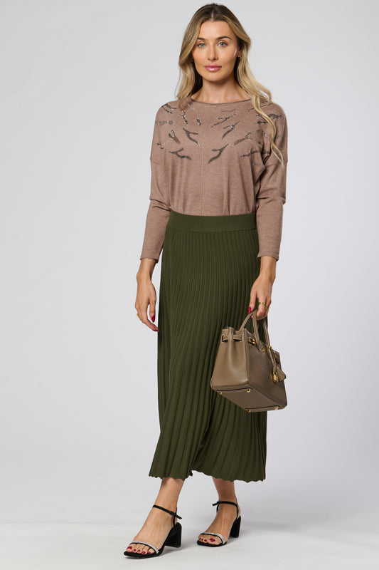 Winter Midi Ribbed Knitted Skirt