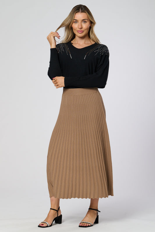 Winter Midi Ribbed Knitted Skirt