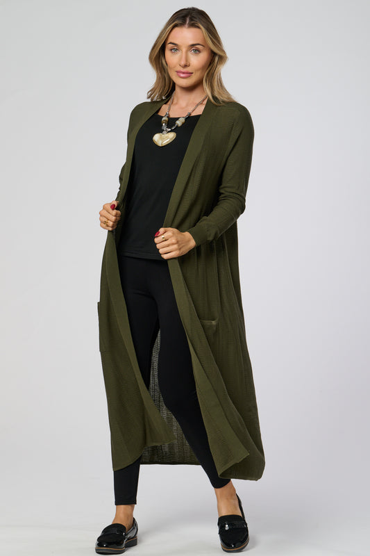Long Knitted Cardigan With Pockets